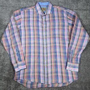 Cigar Couture Shirt Men's XL Pink Pastels Linen Long Sleeve Button Up‎ Casual